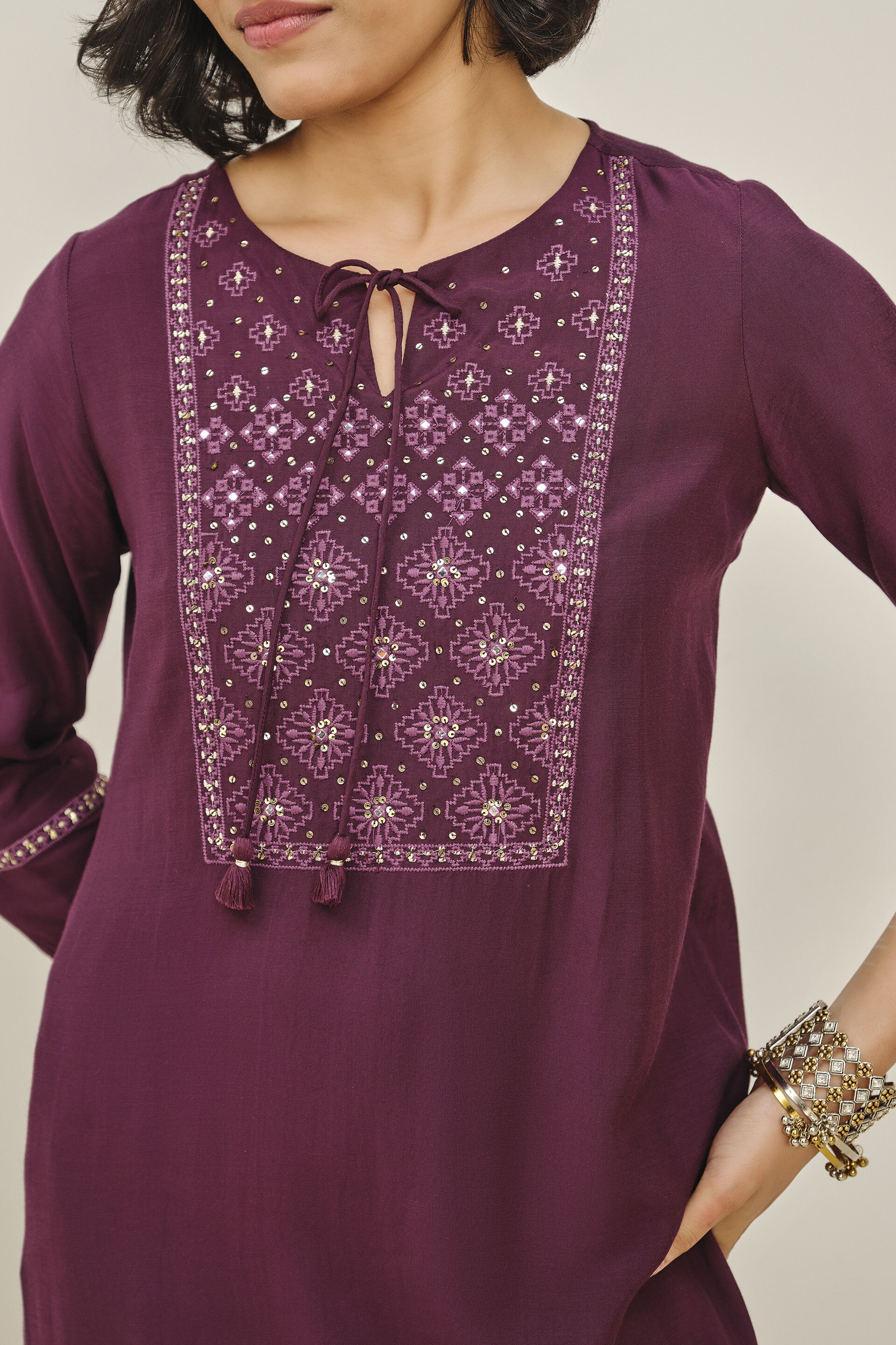 Pyaari Purple Kurta Set, Purple, image 5